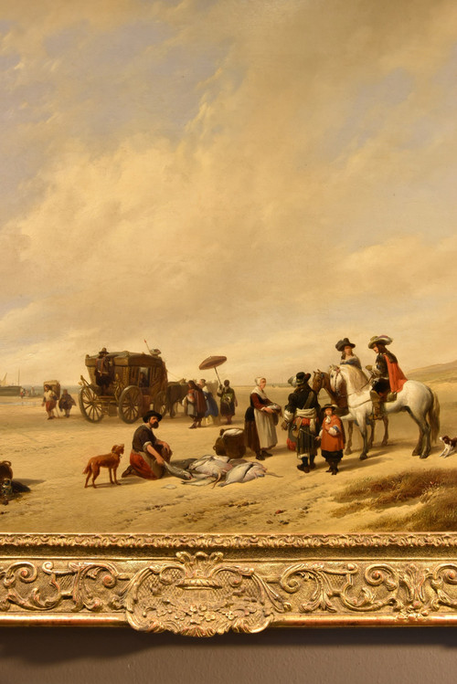 The Beach Of Scheveningen, Hubertus Van Hove (the Hague, 1814 - Antwerp, 1865) Signed