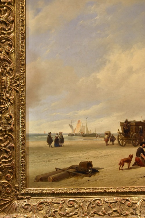 The Beach Of Scheveningen, Hubertus Van Hove (the Hague, 1814 - Antwerp, 1865) Signed