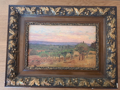 Paysage En Provence , Oil on panel , Signed , Late 19th century.