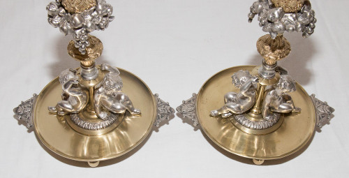 Pair Of Candlesticks Signed Henri Picard Late 19th Century