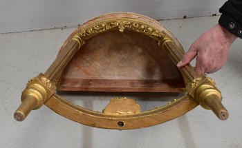  Ensemble Miroir Trumeau et Console Demi-Lune, en Bois Doré - Fin XIXe 