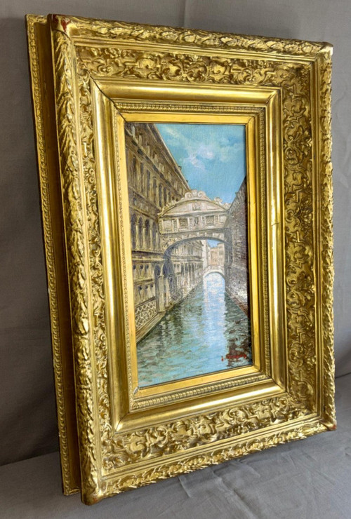 Oil on canvas painting the bridge of sighs venice