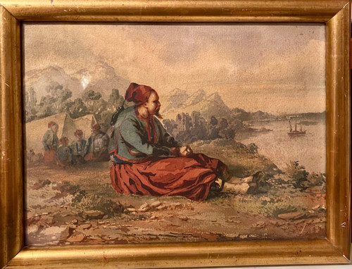 ORIENTALISTISCHES AQUARELL, ZUAVE, Ende 19. Anfang 20.