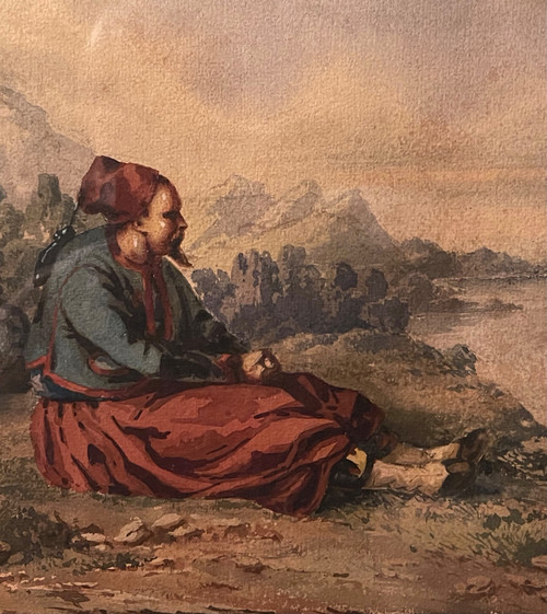 ORIENTALISTISCHES AQUARELL, ZUAVE, Ende 19. Anfang 20.