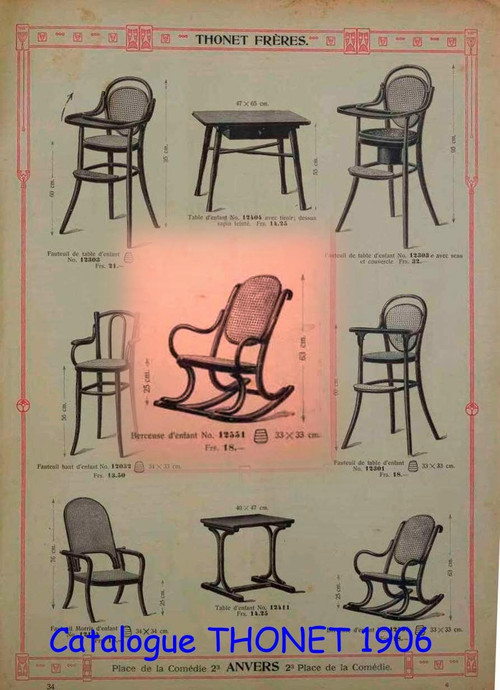 THONET Rocking Chair N°1 , Kind, naturfarben. Ca, 1910