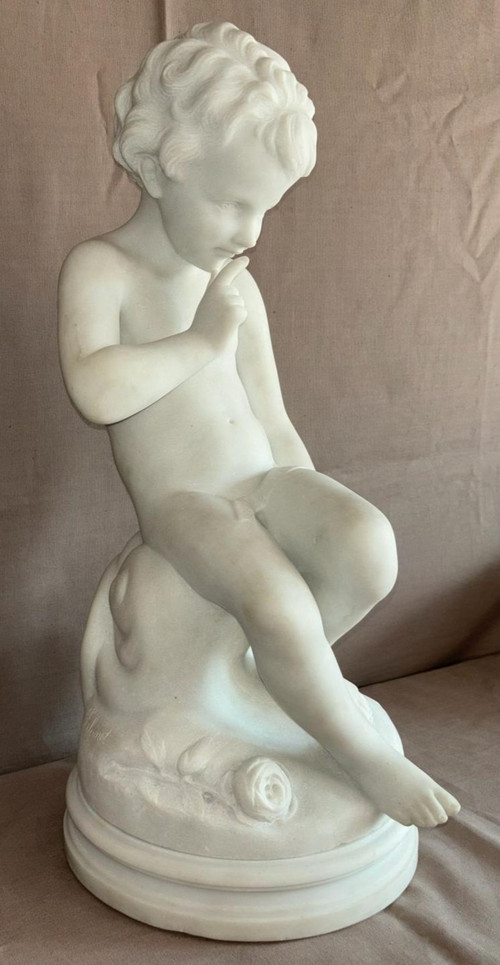 19th-century marble statue of Cupid, after Étienne Maurice Falconet (1716-1791)