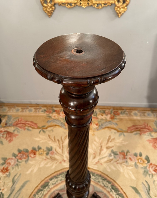 Gueridon 19th C. Walnut Torchiere Holder