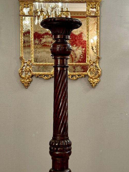 Gueridon 19th C. Walnut Torchiere Holder