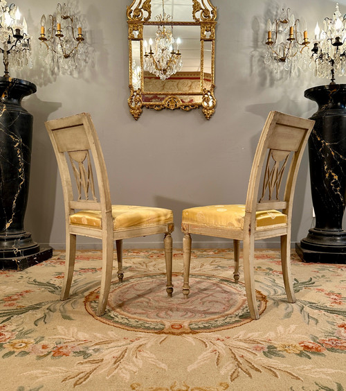 Pair Of Directoire Period Lacquered Wood Chairs circa 1795