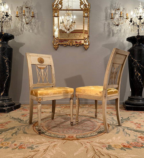 Pair Of Directoire Period Lacquered Wood Chairs circa 1795