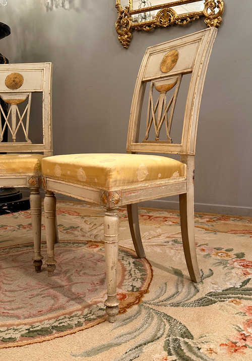 Pair Of Directoire Period Lacquered Wood Chairs circa 1795