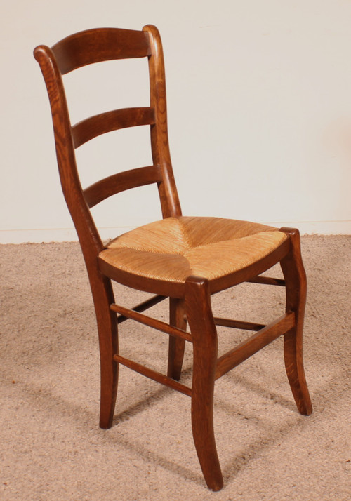 Set Of 6 Oak French Chairs