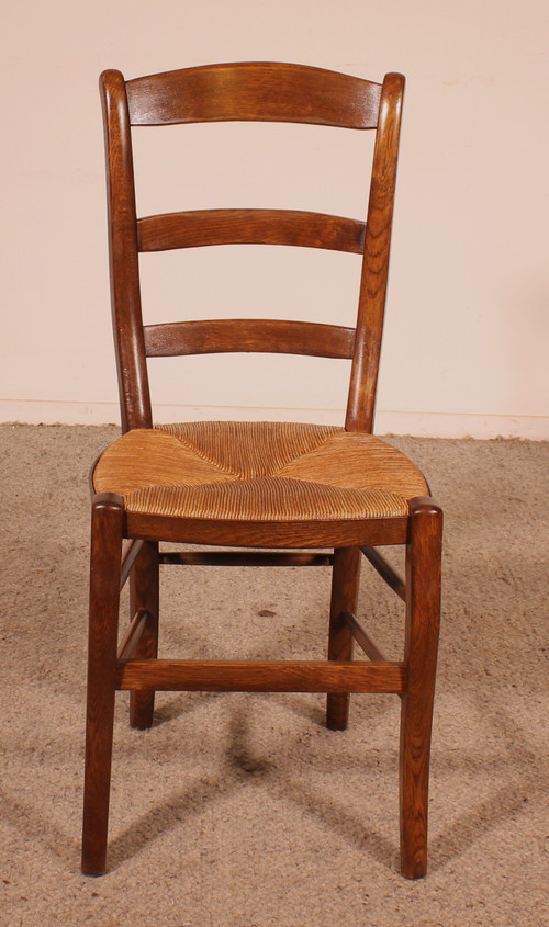 Set Of 6 Oak French Chairs