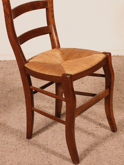 Set Of 6 Oak French Chairs