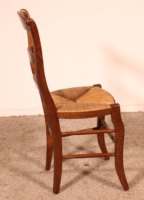 Set Of 6 Oak French Chairs