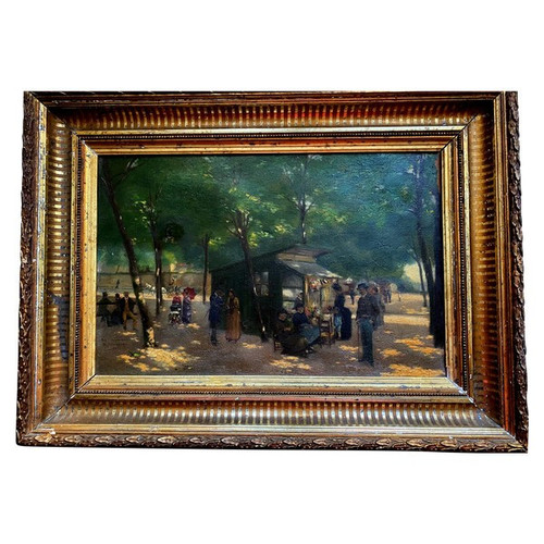 Flâneries sous les ombrages du Parc de l'Observatoire à Toulouse Oil/Impressionist canvas 1of 1880