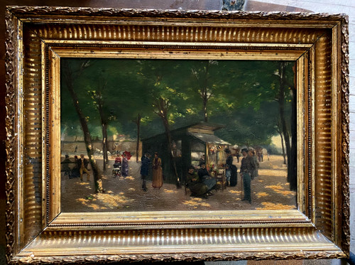 Flâneries sous les ombrages du Parc de l'Observatoire à Toulouse Oil/Impressionist canvas 1of 1880