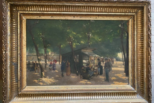 Flâneries sous les ombrages du Parc de l'Observatoire à Toulouse Oil/Impressionist canvas 1of 1880