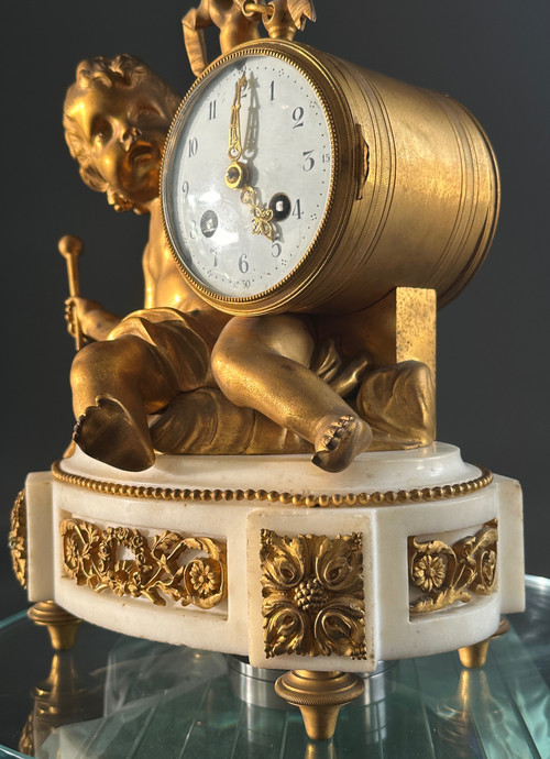 Louis XVI Style Amour Gilt Bronze Clock 19th Century