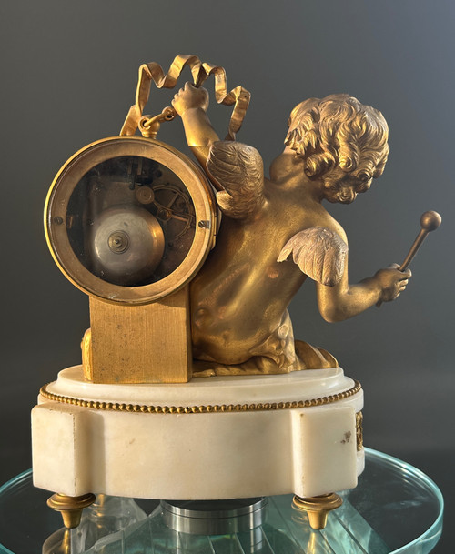 Louis XVI Style Amour Gilt Bronze Clock 19th Century