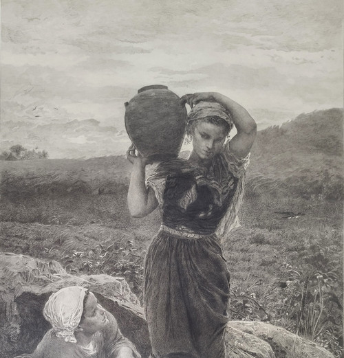 Etching  After Jules Breton Engraving 19th C  Old Print