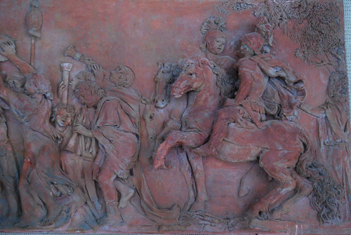 Important Bas Relief à L'Antique En Terre Cuite XIX