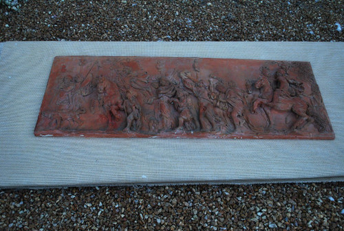 Important Bas Relief à L'Antique En Terre Cuite XIX