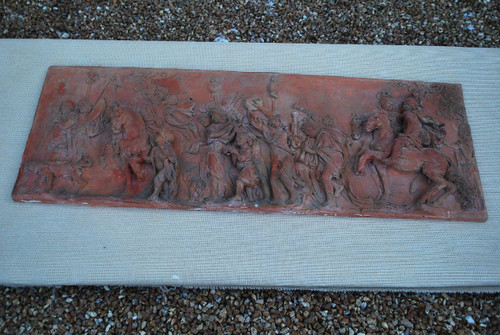 Important Bas Relief à L'Antique En Terre Cuite XIX