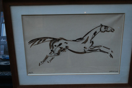 Drawing , Galloping Horse Signed De Cadorin