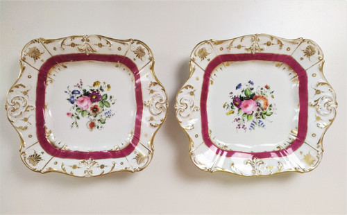 Paris Porcelain Pair Of Hand Painted Dishes 19th C