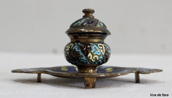 Kleines Tintenfass aus Bronze und Cloisonné-Emaillen - Neunzehnte