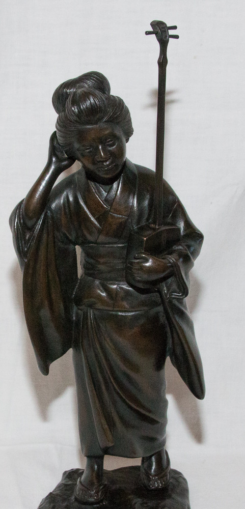 Geisha Bronze Sculpture Japan Meiji period