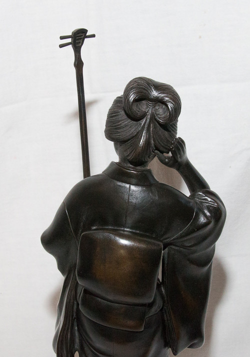 Geisha Bronze Sculpture Japan Meiji period