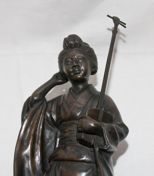 Geisha Bronze Sculpture Japan Meiji period