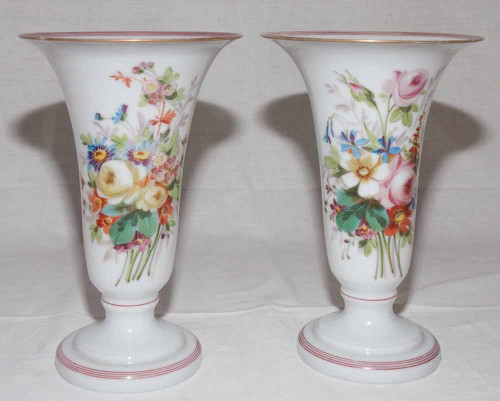 Pair Of Baccarat Louis Philippe Opaline Vases