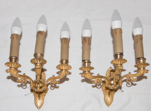 Pair Of Restoration Period Gilt Bronze Sconces