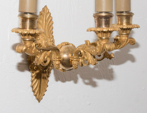 Pair Of Restoration Period Gilt Bronze Sconces