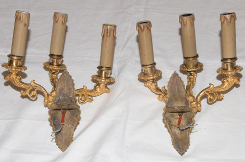 Pair Of Restoration Period Gilt Bronze Sconces