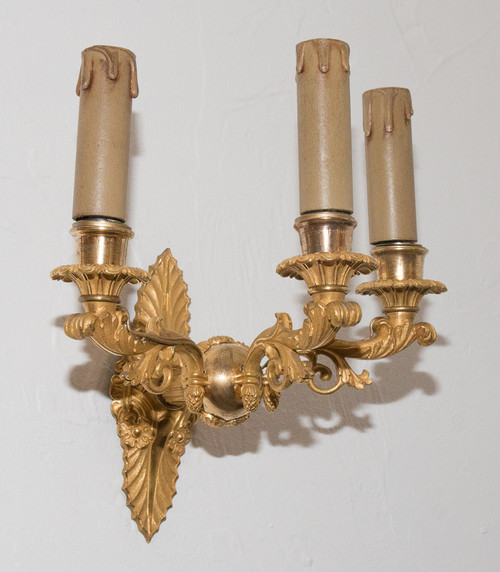 Pair Of Restoration Period Gilt Bronze Sconces