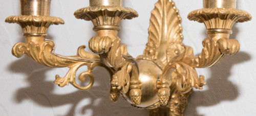 Pair Of Restoration Period Gilt Bronze Sconces