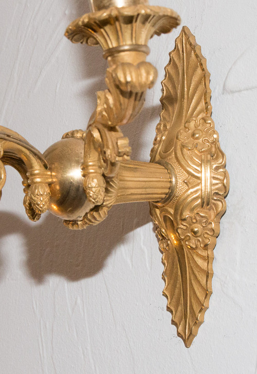 Pair Of Restoration Period Gilt Bronze Sconces