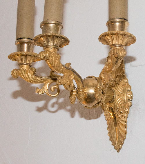 Pair Of Restoration Period Gilt Bronze Sconces