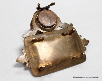  Small bronze and enamel inkwell, Napoleon III period - 19th century