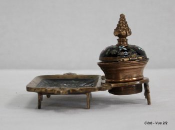  Small bronze and enamel inkwell, Napoleon III period - 19th century