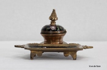  Small bronze and enamel inkwell, Napoleon III period - 19th century