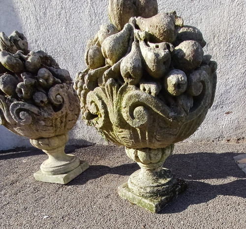 Stone Garden Vases, Fruit Cups, Early 20th Century