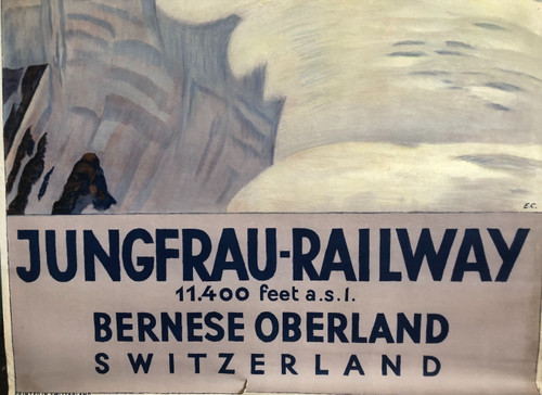 Original poster Jungfrau-Railway, Jungfraujoch, Bernese Oberland by Emil CARDINAUX circa 1930