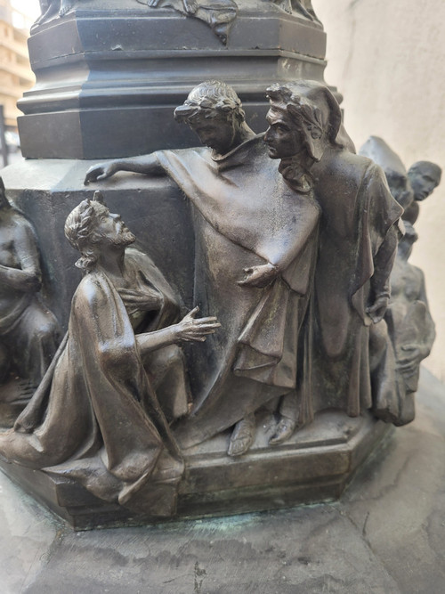 Monument à Dante, Réduction En Bronze, C Zocchi (d'après), Fin XIXème /début XXème Siècle