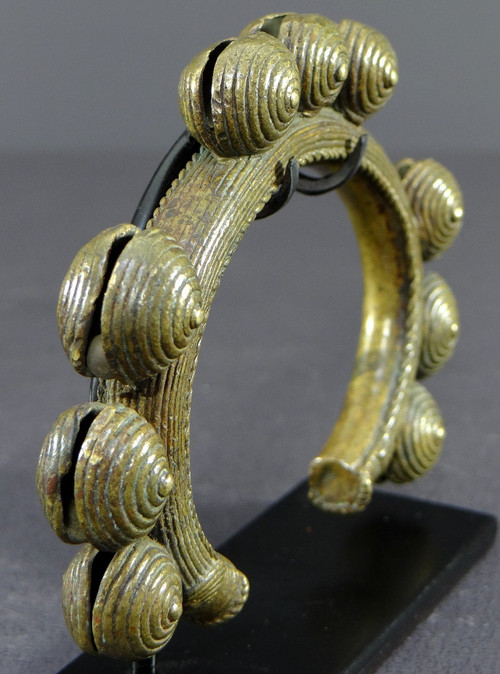 Ivory Coast, Dan People, Early 20th Century, Bronze Musical Bracelet With Nine Bells.