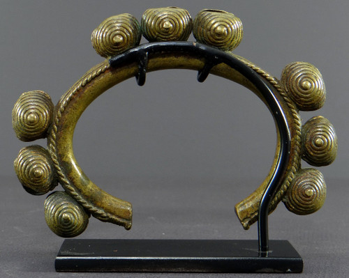 Ivory Coast, Dan People, Early 20th Century, Bronze Musical Bracelet With Nine Bells.